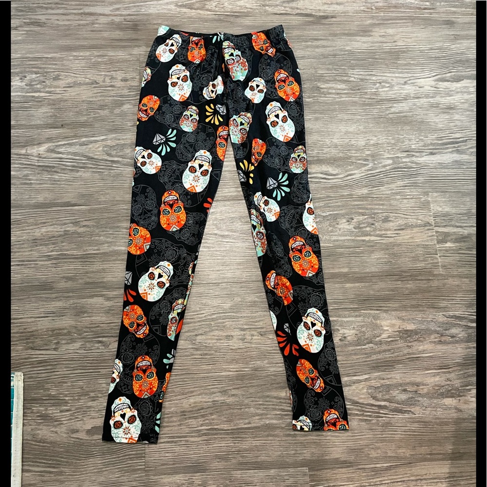 Skeleton Skull Pants Black Leggings Halloween WhimsyGoth Day of Dead Women’s S